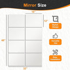 Delma Frameless Mirror Tiles 16"x12"x8 Pcs Wall Mounted, Shatter Resistant Full - Image 3