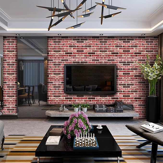 20-Pack 104 Sq.Ft 3D Wall Panels Peel and Stick 3D Faux Brick Wallpaper Peel - Image 2