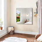 KOCUUY Silver Framed Mirror, HD Tempered Glass, Anti-Rust Brushed Silver Frame - Image 5