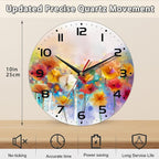Clock for Living Room, Vintage Wild Floral Wall Clock Vintage Wooden Wall Clock - Image 2
