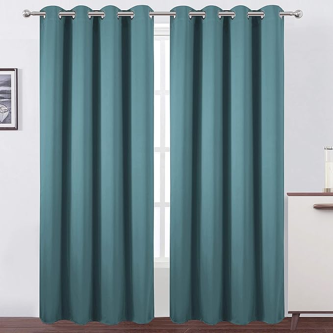 LEMOMO Sea Teal Thermal Blackout Curtains/52 x 95 Inch/Set of 2 Panels Room by Lemomo