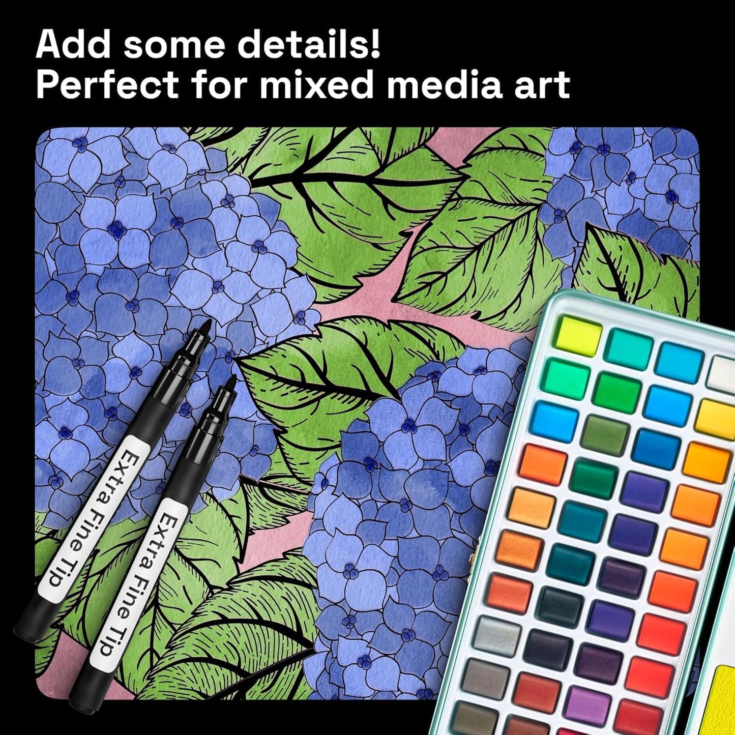 ARTISTRO Black Paint Pens for Rock Painting, Stone, Ceramic, Glass, Wood, Tire, Fabric, Metal, Canvas. Set of 5 Water Based Black Markers for Acrylic Painting Extra Fine Point Tip