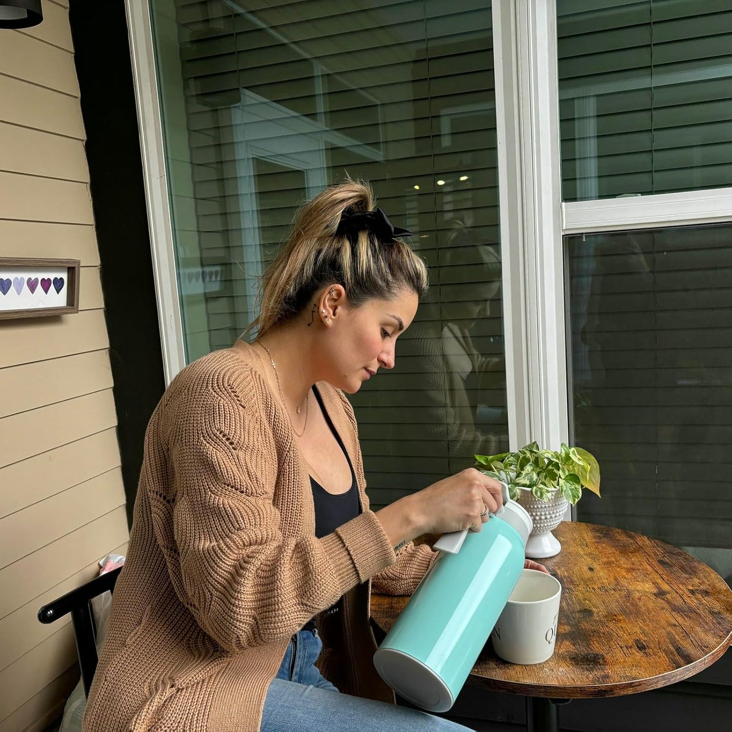 GiNT 51 Oz Stainless Steel Thermal Coffee Carafe, Double Walled Vacuum Insulated Flask, 12 Hour Heat Retention, 1.5 Liter Tea, Water, and Coffee Dispenser (Upgraded version Blue)