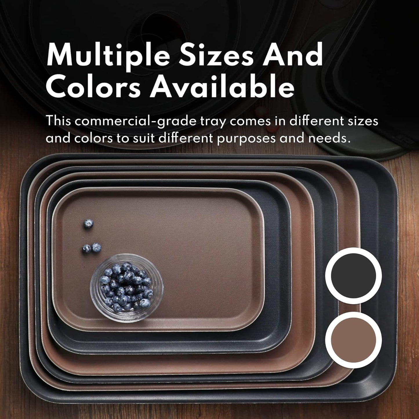 New Star Foodservice Restaurant Grade Non-Slip Tray, Plastic, Rubber Lined, Rectangular (Brown, 14-Inch x 18-Inch)