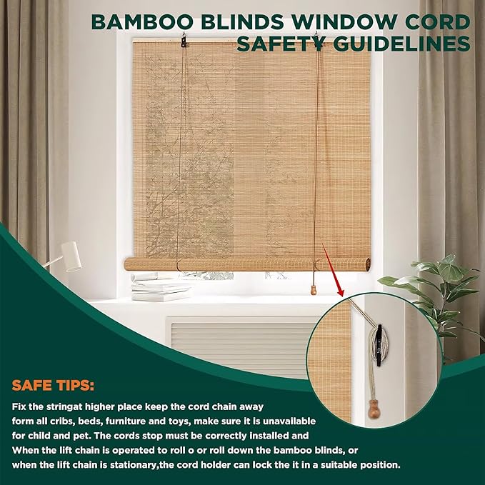 Bamboo Blinds for Interior Windows, Custom Roller Shades for Indoor Window and - Image 4