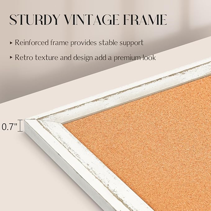 Cork Board Bulletin Board, Rustic Wooden Frame, Decorative Hanging Pin Board - Image 3
