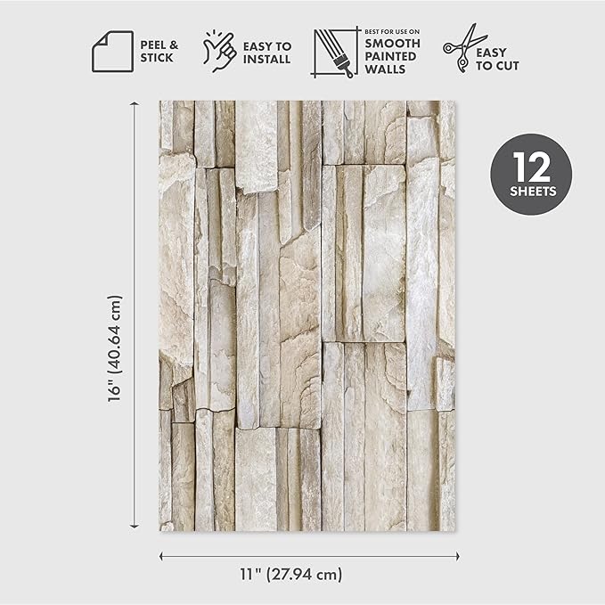 Main Street Peel and Stick Wallpaper Eco-Friendly Sheets 12 Pack, 11 X 16 Inch - Image 2
