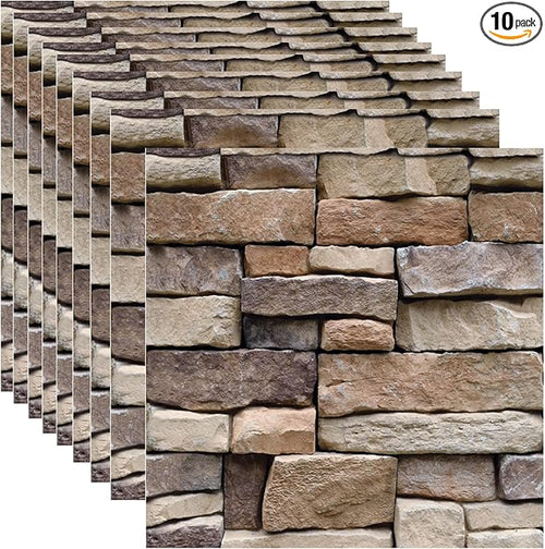 10PCS 3D Wall Panels Peel and Stick, 3D Brick Wallpaper Peel and Stick PVC by 3DWallPanelsPeelandStickforInteriorDecoration