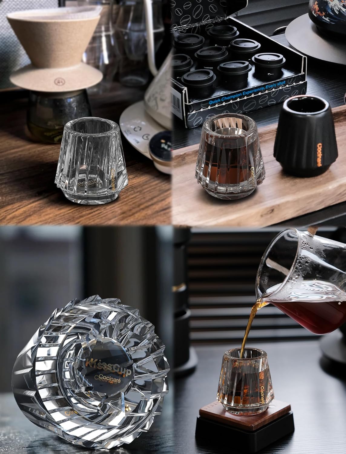 Cocinare Espresso Cups Set of 2, Crystal Clear Espresso Shot Glasses, Ideal Small Demitasse Cups for Pour Over Coffee Maker and Cortado, Essential Coffee Bar Accessories, Gift for Lovers, 1.5 OZ