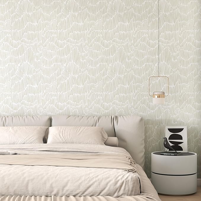 Theper Beige Peel and Stick Wallpaper Boho 17.3"×118" Modern Striped Removable - Image 6