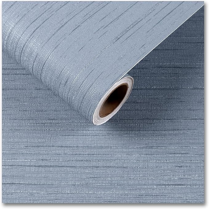 CRE8TIVE Large Size 24"x354" Light Blue Grasscloth Peel and Stick Wallpaper by CRE8TIVE