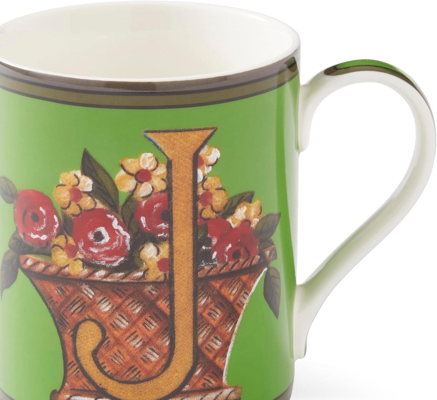 Spode Kit Kemp Alphabet Mug - Letter J Monogram in Fine China, 12oz Ceramic Coffee Cup for Hot Drinks, Personalized Drinkware for Unique Gifts, Dishwasher Safe Tea or Coffee Mug - Gift Box Included