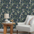 Simon&Siff Vintage Peel and Stick Wallpaper Blue Floral Wallpaper Wildflowers - Image 3