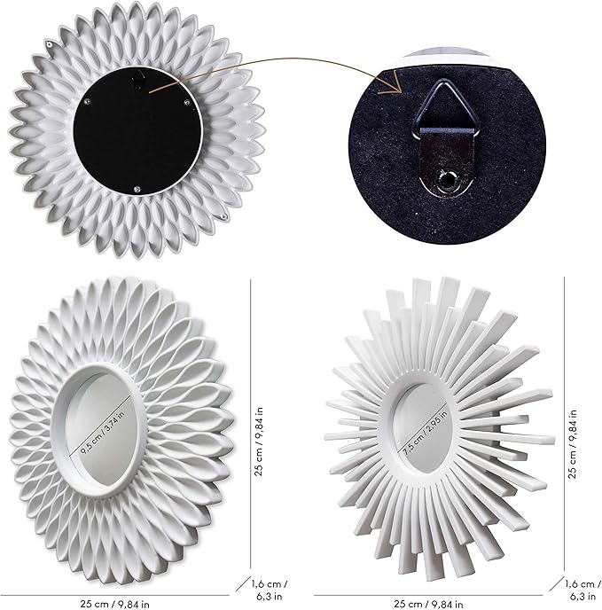 BONNYCO Wall Mirrors Pack of 3, Round White Mirrors - Image 4