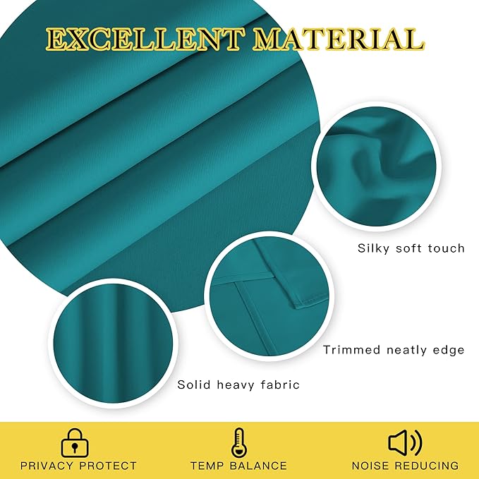 NICETOWN Extra Wide Blackout Peacock Teal Sliding Door Curtain - Image 5