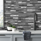 AULIGET Peel and Stick Backsplash, PVC Mixed Metal Stick on Bathroom Backsplash - Image 2