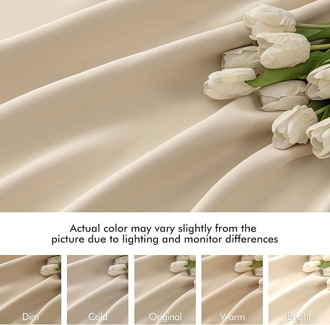 MIULEE Back Tab Cream Beige Curtains 102 Inch Long 2 Panels Set - Image 8