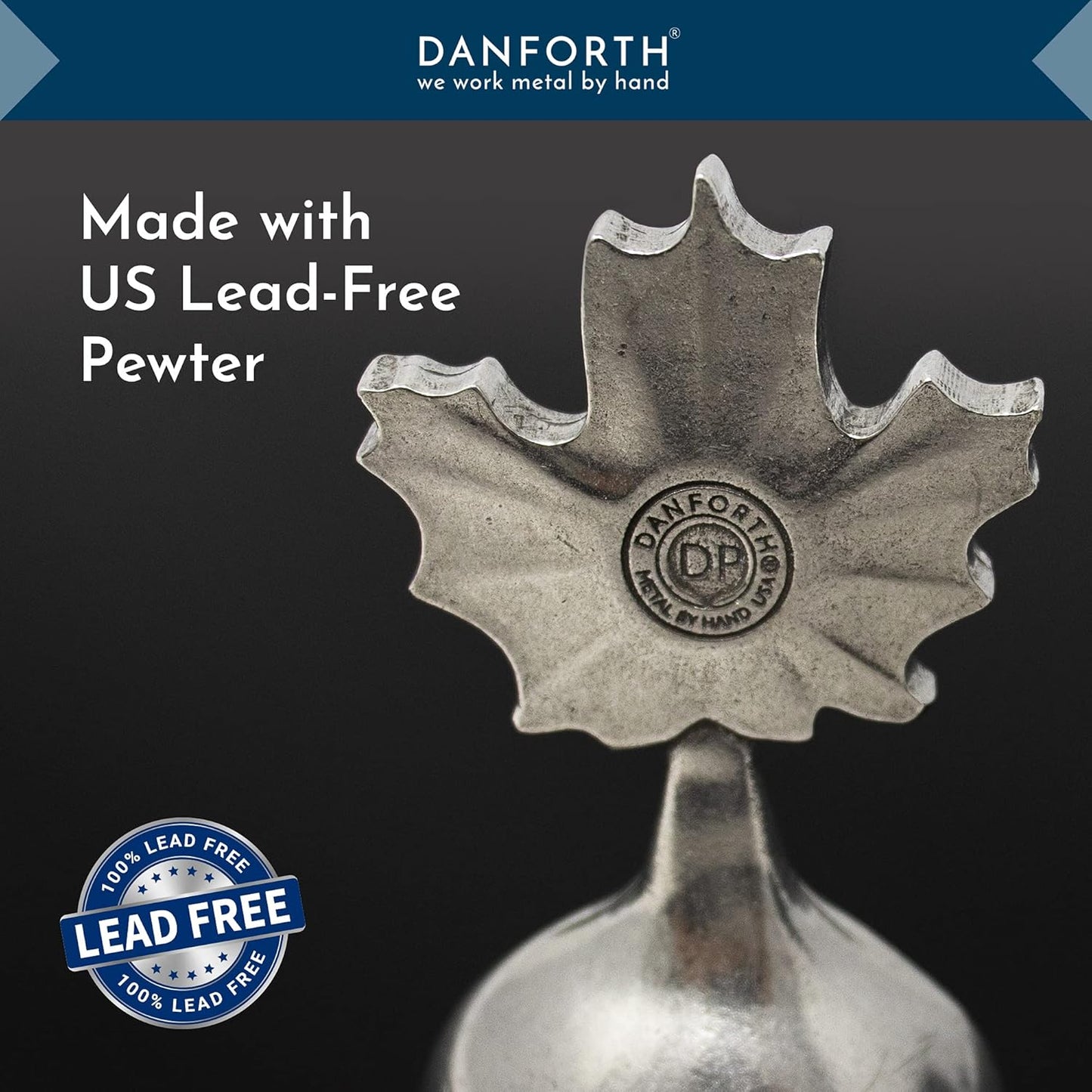 DANFORTH – Freestanding Maple Leaf Coffee Scoop/Spoon, Pewter, 3.75”, Made In USA