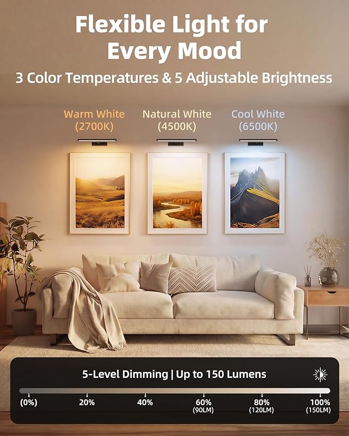 EZVALO Picture Light for Wall, Magnetic LED Art Painting Light - Image 7