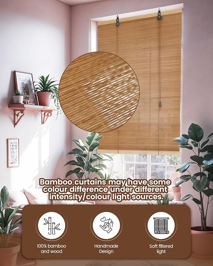 72" Wx72 H Bamboo Blinds Roller Shades - Image 5