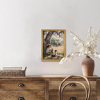 Wood Framed Canvas Wall Art, Vintage Boy and Dog Painting Poster, Countryside - Image 9