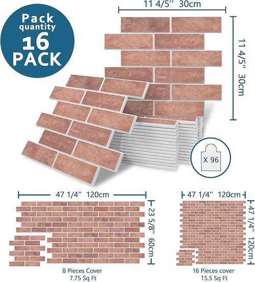 16-Pack 3D Faux Brick Acoustic Wall Panels, 11.8" x 11.8" PET Soundproof & - Image 2