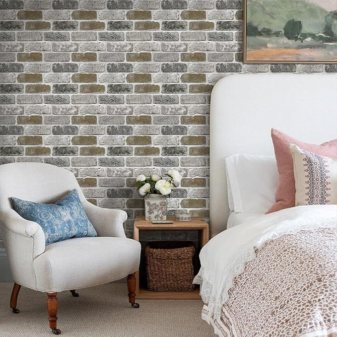 Commomy 10 Pcs 3D Faux Brick Peel and Stick -11.8"X11.8" Small Size Thin PVC - Image 7