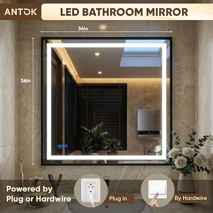 Antok 36X36 LED Bathroom Mirror - Image 6