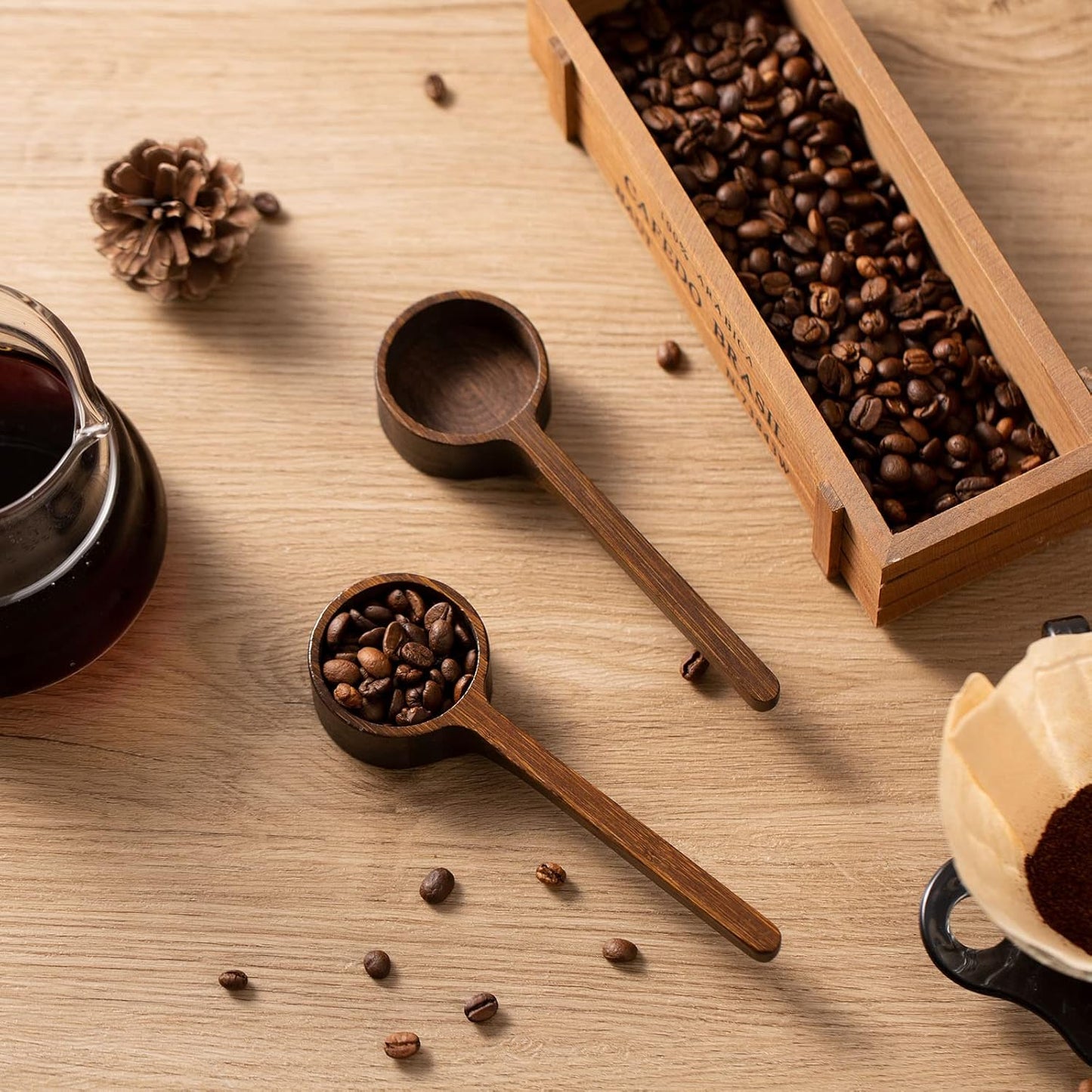 Bamboo Wooden Coffee Scoop for Jars Farmhouse Minimalist Food Jar Scoop