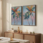 Framed Coastal Colorful Palm Tree Wall Art Bedroom, Pop Art Paintings Prints - Image 2