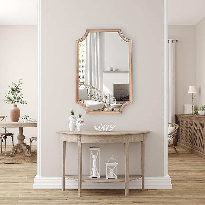 WallBeyond 24" x 36" Full Scalloped Corners Arch Rectangle Wall Mirror - Image 3