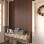 VEELIKE Dark Walnut Wood Slat Wallpaper Peel and Stick Wood Grain Panel - Image 4