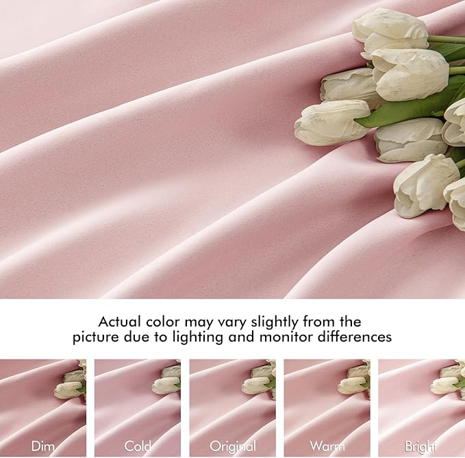MIULEE Baby Pink Back Tab Blackout Curtains 96 Inch Length 2 Panels Set - Image 8