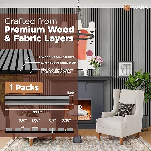 Avana Modern Acoustic Wood Wall Panels –93.2x11.25 Inch Panels – Fits 94x12 - Image 4