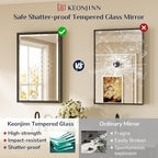 Keonjinn 55" x 30" Black Bathroom Vanity Mirror, Beveled Edge Tempered Glass - Image 6
