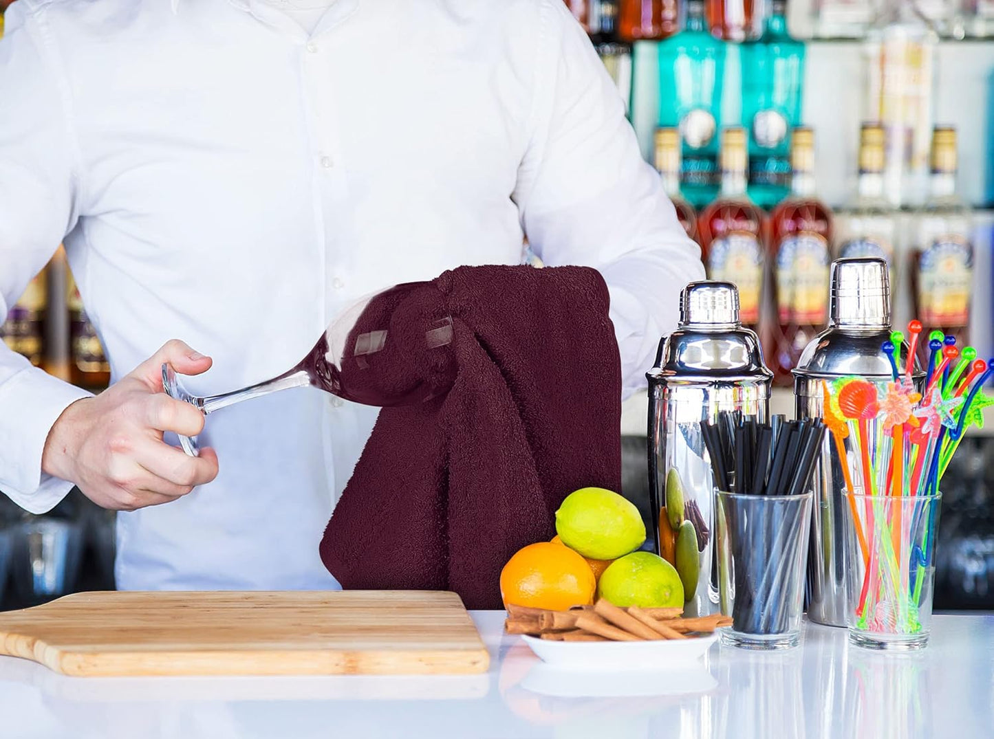 Utopia Towels Kitchen Bar Mops, Pack of 12, 16 by 19 Inches, 100% Cotton Super Absorbent Burgundy Towels, Multi-Purpose Cleaning Towels for Home and Kitchen Bars