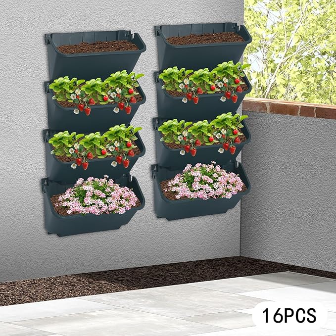 Vertical Wall Planter with 16 Pots, Hanging Garden Plant Flowerpot Holder - Image 9