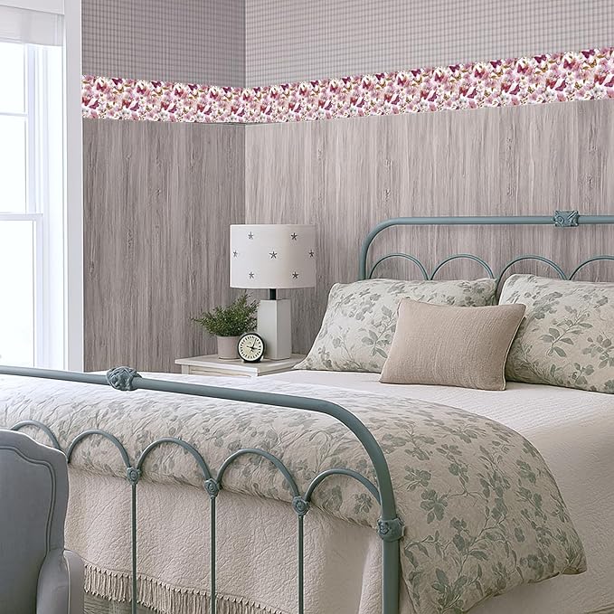 Pink Floral Wallpaper Border 196x4 Inch Peel and Stick Wall Border Removable - Image 7
