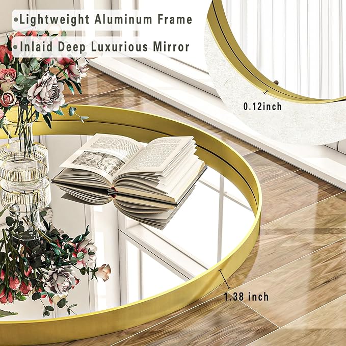 30 inch Round Bathroom Mirror, Living Room, Hanging or Leaning - Image 4