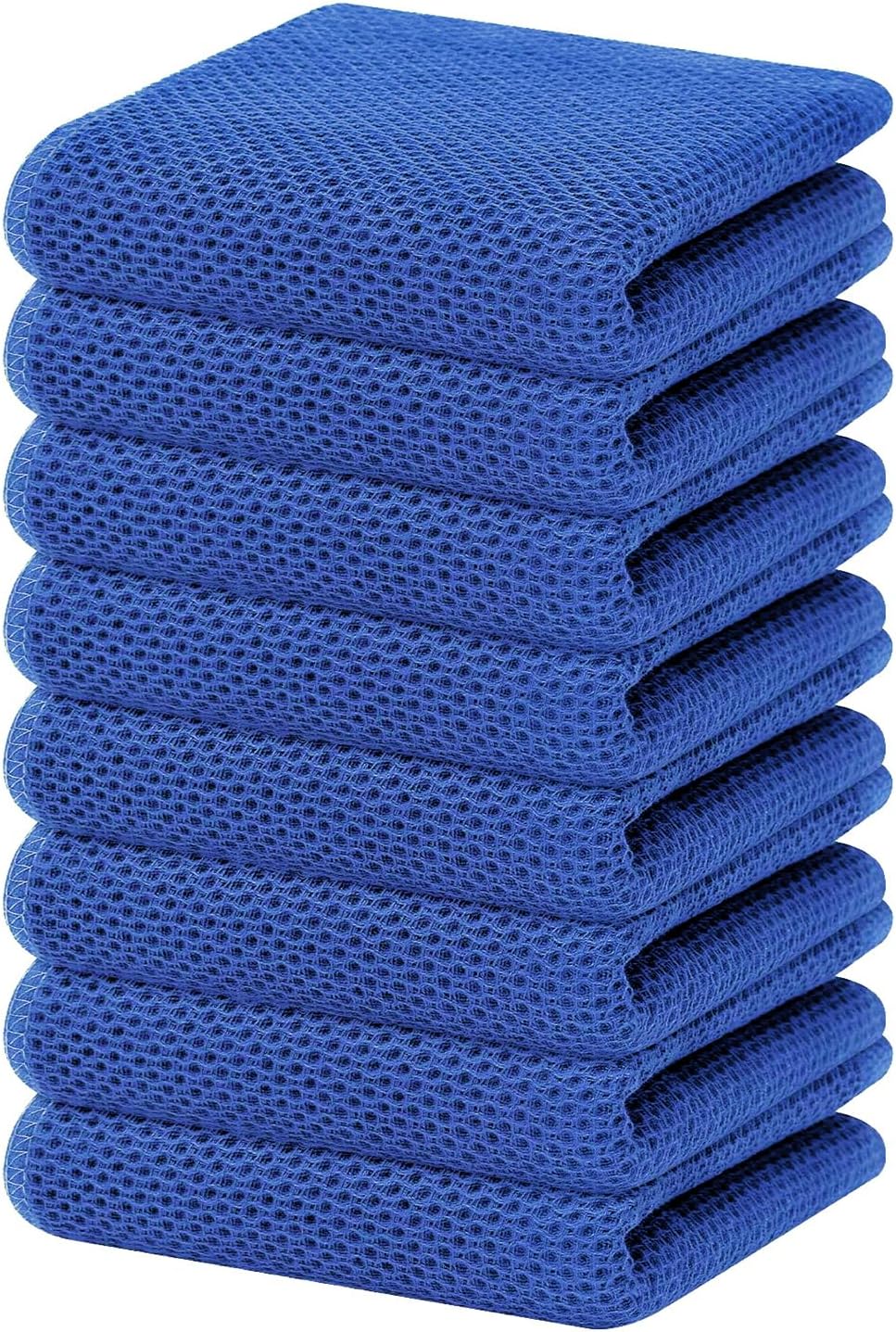 Homaxy 100% Cotton Waffle Weave Kitchen Dish Towels, Ultra Soft Absorbent Quick Drying Cleaning Towel, 13 x 28 Inches, 8-Pack, Blueberry