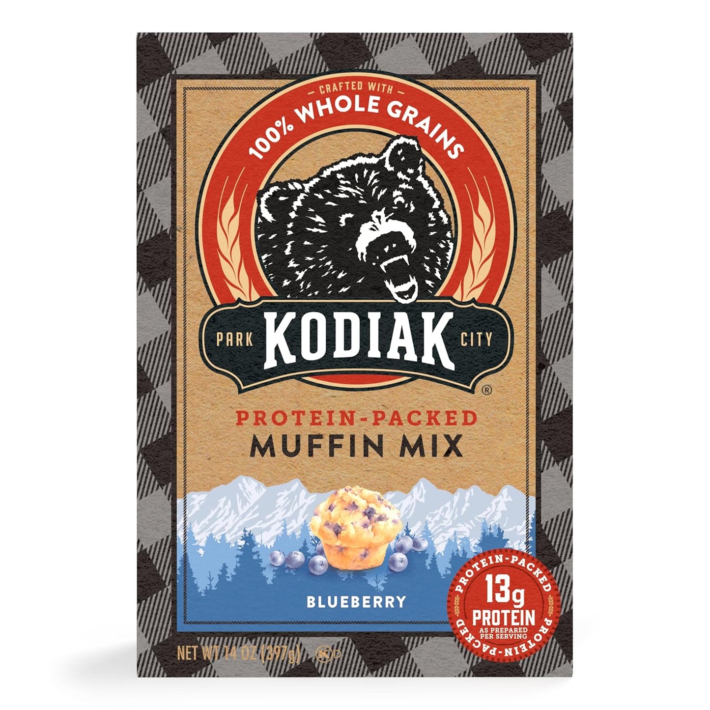 Kodiak Cakes Muffin Mix, Blueberry, 14 Ounce, Pack of 6
