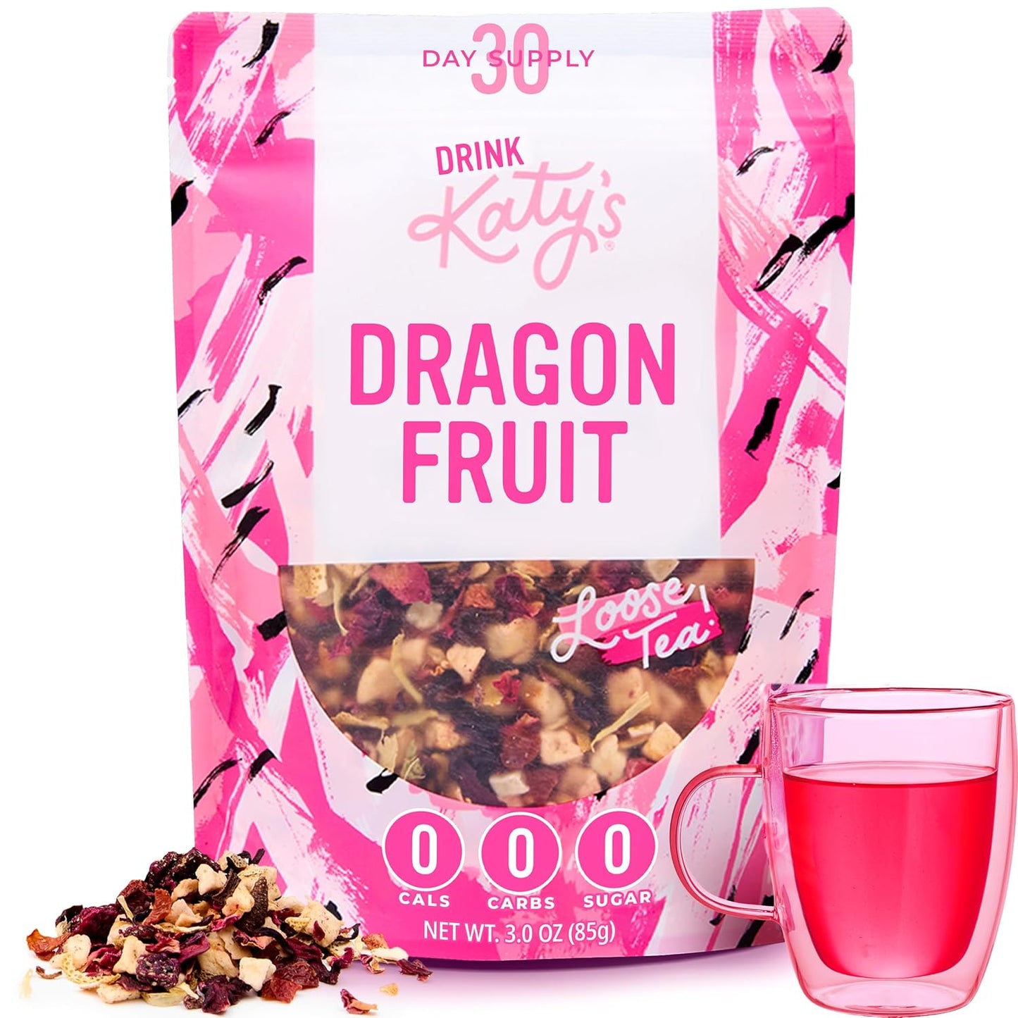 Katy’s Dragonfruit Loose Leaf Tea | Hydrating & Fruity Herbal Tea | Hibiscus, Dragonfruit & Pineapple | Caffeine-Free Fruit Tea | 30+ Cups | Hot or Iced | Antioxidant-Rich | Woman-Owned | 3oz Pouch