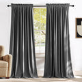 NICETOWN Grey Velvet Curtains 84 inches, Sound Reducing Heavy Matt Solid Rod by NICETOWN