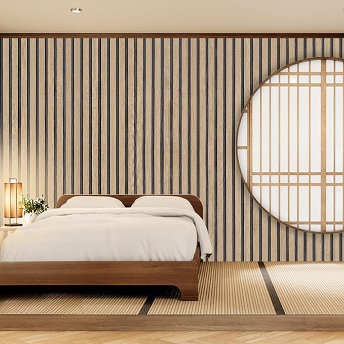 Peel and Stick Wallpaper Textured Brown Wood Slat 35.4x200 Inch Self-Adhesive - Image 5