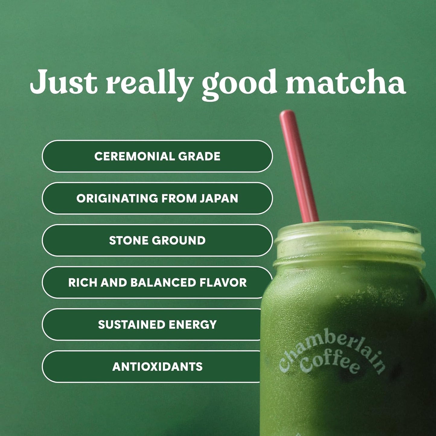 Chamberlain Coffee Chocolate Matcha Green Tea Powder - Rich Cocoa + Ceremonial Grade Matcha - Hot or Iced - Organic, Vegan & Gluten-Free Matcha Powder - 1.06 oz