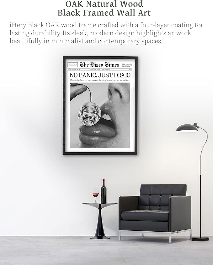 iHery Premium Natural Black OAK Wood 12x16in No Panic Just Disco Trendy Framed - Image 4