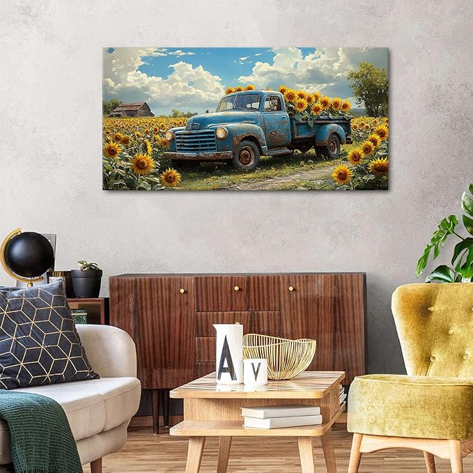 AIYISU Sunflower Wall Art Farmhouse Pictures Wall Decor Vintage Floral Prints - Image 2