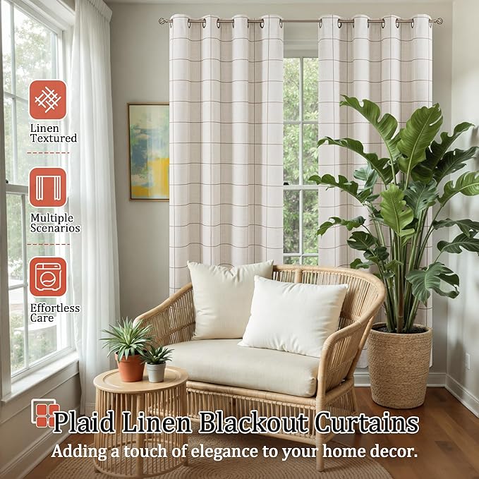 Lajode Brown Linen Blackout Curtains - Image 2