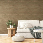 VEELIKE 15.7''x354'' Gold Brown Grasscloth Wallpaper Textured Woven Grass Cloth - Image 6