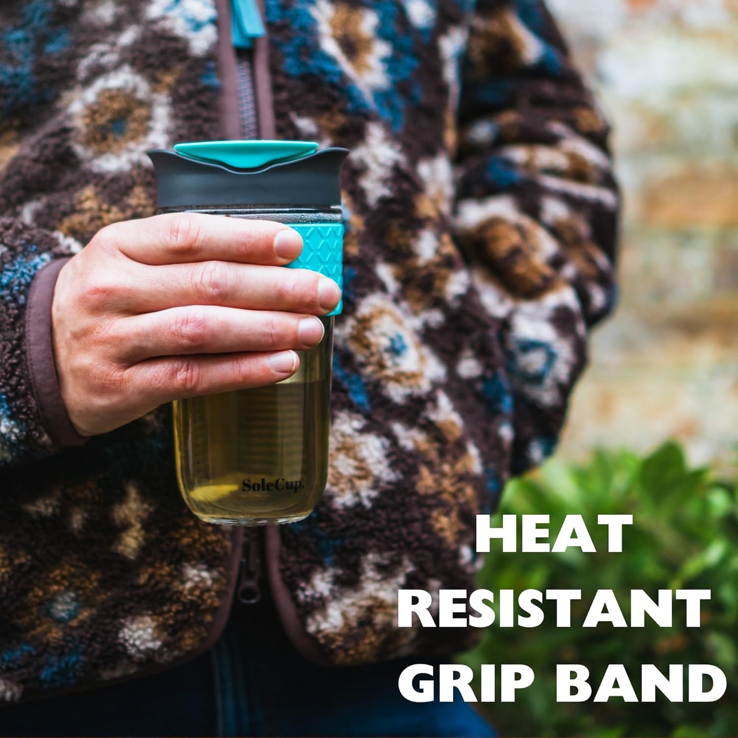 Large Travel Mug Loose Tea Infuser - Detachable Tea Strainer with Spill Proof Lid - 18oz/530ml BPA-Free Reusable Glass Travel Coffee Cup with Silicone Band (Pink) (Grey and Pink)